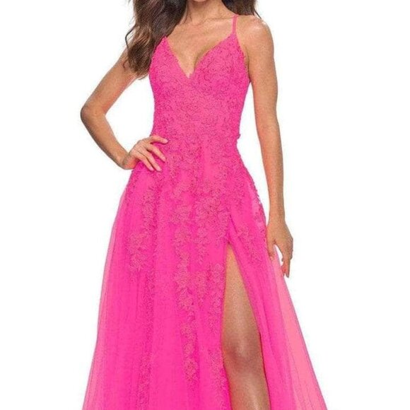 La Femme Dresses & Skirts - NWT La Femme 30303SC Tulle Prom Dress Neon Pink Size 10
